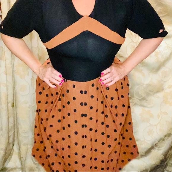 True vintage 1940’s Black/Rust crepe dress RARE larger size! 16 - Picture 5 of 13